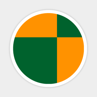 Two Colored Off Centered Square Pattern - Orange and Green - Abstract and Minimal Throw Magnet